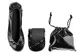 Women's Foldable Portable Travel Ballet Flat Shoes With Matching Carrying Bag