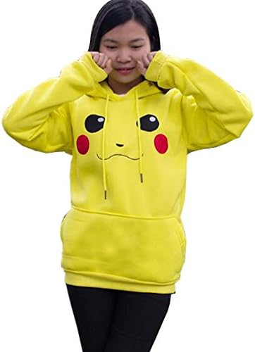 WTUS Womens Long Sleeve Pokemon Pikachu Pullover Jumpers Breathable Hoodies Patterned Sweatshirts