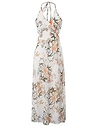 Jasambac Vestido maxi de verano para mujer, estilo casual, con estampado floral