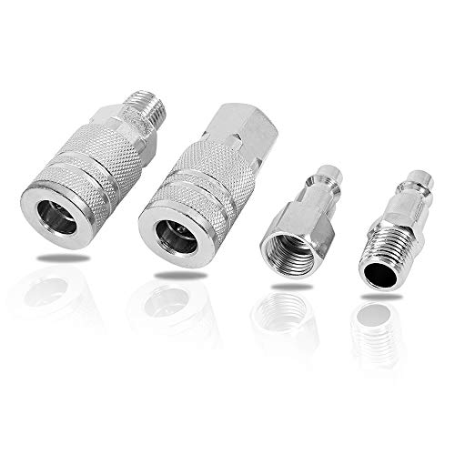 Wrightus 14 PCS 1/4" Air Coupler and Plug Kit, Quick Connect Air Hose Fittings, Pneumatic Coupler Quick Fitting, Industrial Solid Galvanized Iron Quick Connect Set
