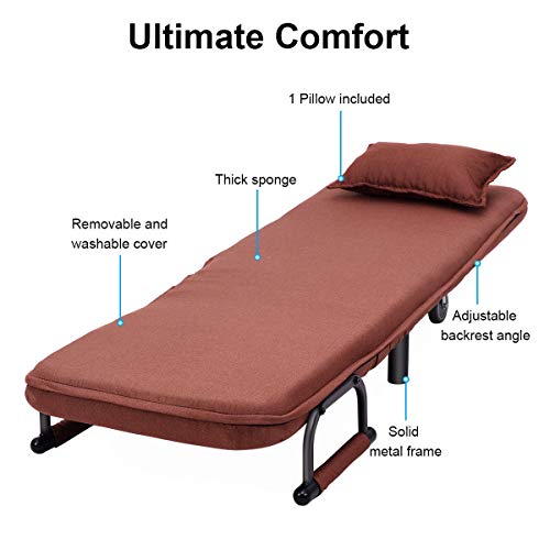 Convertible Sofa Bed Folding Arm Chair Sleeper Leisure Recliner Lounge Couch - Thumbnail 4
