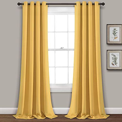 Lush Decor Insulated Grommet Blackout Curtains Panel Pair, 52 W x 84 L, Yellow
