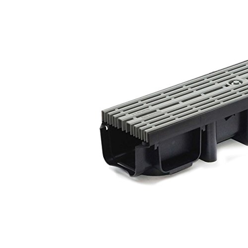 5m Entwässerungsrinne für modulares System A15 98mm, komplett Stegrost Kunststoff, Grau Line – Bild 3