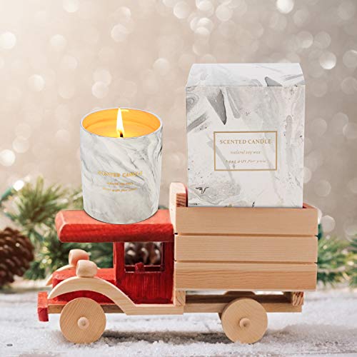 Haobell Gifts for Women - Scented Candles 100% Pure Natural Soybean Wax with Plant Essential Oils for Stress Relief Aromatherapy (Marble Gray)