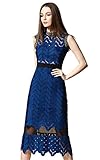 Tuliplazza Women Zigzag Tunic Sheath Cocktail Prom Party Gowns Midi Lace Dress