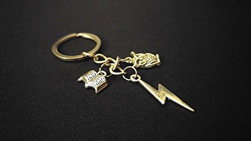HARRY POTTER OWL BOOK BOLT Silver Metal Charm Keychain Key Ring Unique Gift