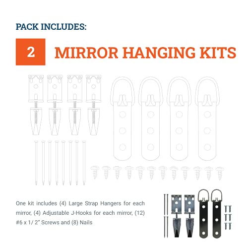 Mirror Hanging Kit with Hangers and Leveling Hardware 100 lbs Heavy