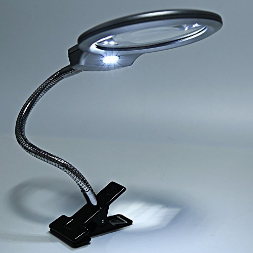 LED Magnifying Lamp, Magnifying Glass Lamp, UHBGT Clip-on Tabletop 5x Magnifier Adjustable Metal Clamp for Hobby,Crafts,Inspection,Reading,Model Building,Soldering,Jewelry Design,Sewing - Thumbnail 7