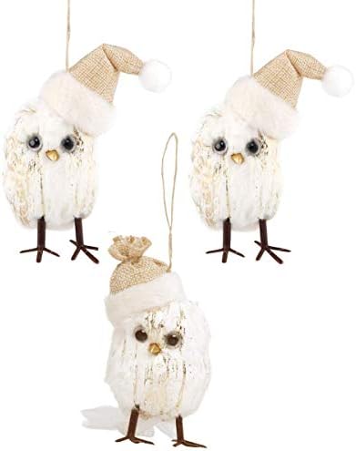 4 inch Hanging Simulation Owl Christmas Tree Topper Ornament Lovely Decorative Party Favors for Christmas/Xmas Home Decorations (Set of 3)