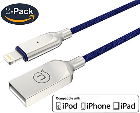 Lightning Cable, [2-Pack] 3.93ft/6.16ft(1.2M/1.88M) AUTO DISCONNECT Lightning Charger Charging Cable Nylon Braided Lightning to USB Cord for iPhone X/8/8Plus/7/7 Plus/6/6s/6 Plus/6s Plus/5c/5s/SE