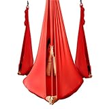 wellsem Deluxe L:5.5 Yards W:3 Yard Yoga Flying Swing Aerial Yoga Hammock Silk Fabric for Yoga Bodybuilding(5mx2.8m) (Red)
