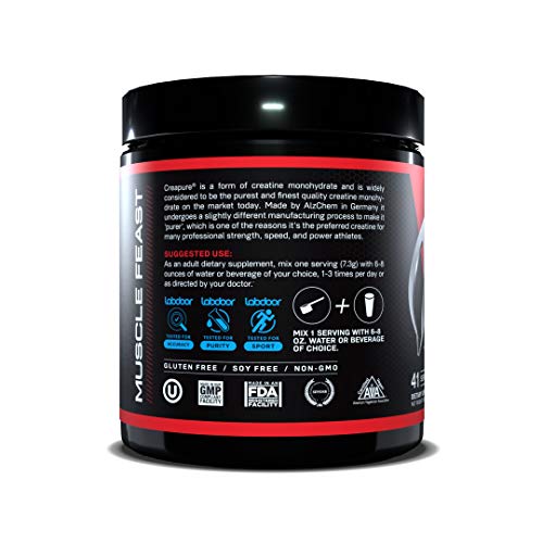 MUSCLE FEAST Creapure Creatine Monohydrate Powder Premium PreWorkout