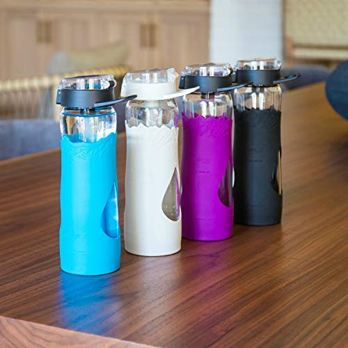 Escape Glass Filtered Water Bottle | 24oz | Black | American Made Filter Removes Chemicals, Lead, PFOA, PFOS, Chromium 6, VOCs, Giardia, Cryptosporidium & 99.99% of Tap Water Contaminants | BPA Free - Thumbnail 2