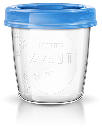 Philips AVENT Breast Milk Storage Cups And Lids, 10 6oz Containers, SCF618/10