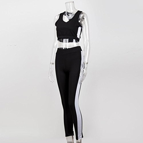 Hot!Todaies 2Pcs Women Tracksuit Sweatshirt Pants Sets Sport Sleeveless Wear Casual Suit (M, Black)