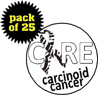 (Quantity 25) Cure Carcinoid Cancer - Black & White Ribbon 1.25" Pinback Buttons - Awareness