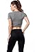 Campeak Women's Yoga Gym Crop Top Compression Workout Athletic Short Sleeve Shirt Grey