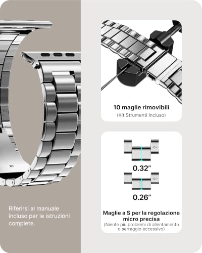 Fullmosa Apple Watch 11/10 46mm Stainless Steel Strap | Adjustable Replacement Bands for Men and Women Compatible with Apple Watch Band 46mm Series 11 10, Silver
