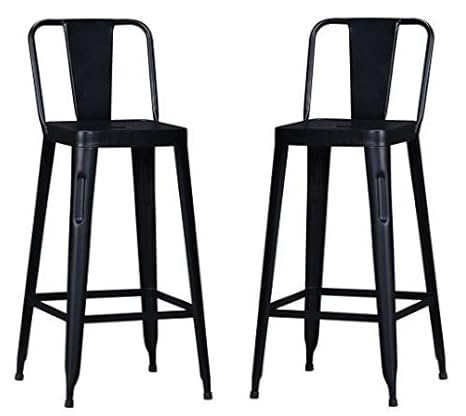 Rajtai Shree Set of 2 Metal Kitchen Restaurant/Bar/Cafe/Garden Chair (Glossy Black)