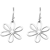 Sterling Silver Daisy Flower Charm Earrings