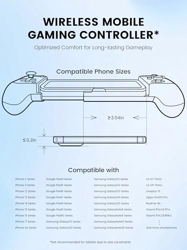 Mocagen MC1 Phone Controller for iPhone & Android – Ergonomic Grip, Low Latency, Case Friendly, Bluetooth Mobile Controller with Hall Effect Joysticks, Turbo, Portable Travel Companion for Car/Leisure