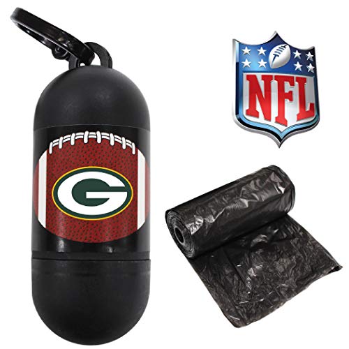 Pets First NFL GREEN BAY PACKERS PET LICENSED Poop Waste Bag Dispenser and D Ri…