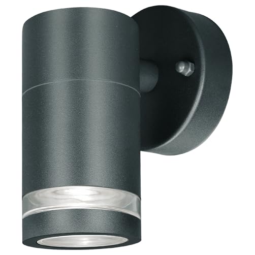 4lite Marinus Outdoor Down Wall Light (Anthracite) Rust Free IP44 Rated Exterior Wall Lamp Supplied with 1X Smart GU10 Bulbs - 4L2/7007-4Yr Guarantee