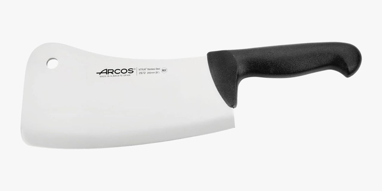 Arcos Cleaver Knife 8 Inch Nitrum Stainless Steel and 200 mm Blade,Professional Butcher Knife, Ergonomic Polypropylene Handle,Series 2900, Color Black
