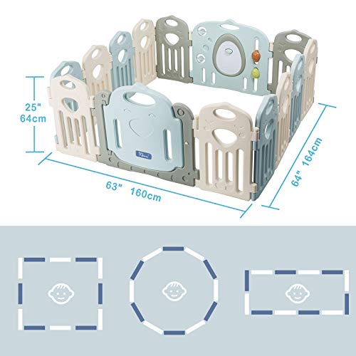 Baby Playpen - Kids 14 Panel Activity Centre Safety Play Yard, Home Indoor Outdoor New Pen