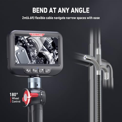 Ralcam Endoscope Camera with Light Endoscope Camera - Endoscope 6.2 mm Inspection Camera 4.3 Inch HD 720P Tube Camera, Cameras with 6 LEDs, IP67 Waterproof 2 m Flexible Channel Camera Telescopic Camera Car Tool