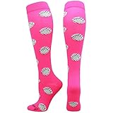 MadSportsStuff Volleyball Print Over The Calf Socks (Neon Pink, Small)