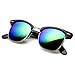 zeroUV - Half Frame Semi-Rimless Horn Rimmed Sunglasses (Black-Gold/Green-Blue Mirror)