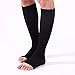 2-Pack Zipper Compression Socks for Men/Women with Open Toe, Knee High 20-30mmHg Compression Support Hose (Black, L/XL)