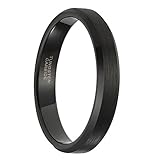 Frank S.Burton 4mm 6mm 8mm Mens Black Wedding Bands Tungsten Rings Matte Brushed Beveled Edge Comfort Fit