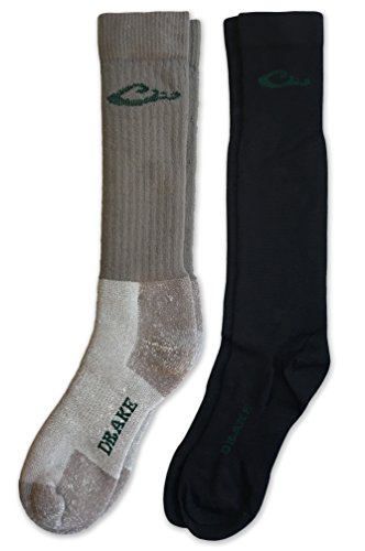 Drake Merino Wool And Sock Liner Extremes Cold Weather Boot Socks 2 Pair (Mocha/Black, Men's Shoe Size 9-13 - Sock Size Large)