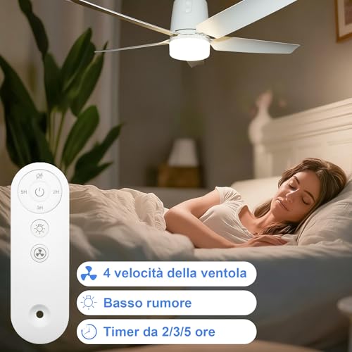 Outdoor Ceiling Fan, Gazebo Fan with Light 3000-6500K | Portable Ceiling Fan with Plug and Remote Control, Hook, Ideal for Gazebos, Pop Up Curtains, Patio
