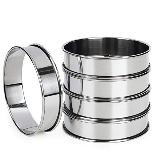 FANGSUN 4 Inch English Muffin Ring, Crumpet & Cookie Ring Set, 5 Pack