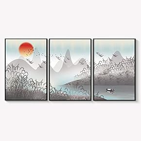 Framed Canvas Wall Art for Living Room, Bedroom Abstract Landscape Dream Place Canvas Prints for Home Decoration Ready to Hanging - 16"x24"x3 Panels