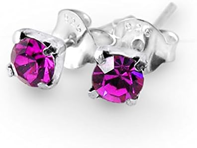 July - Ruby 4MM 4 Claw Set Birthstone 925 Sterling Silver Stud Earring