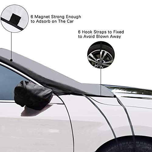 MAJALiS Car Windshield Rear Mirror Cover, Windshield Sunshade Foldable Windshield Cover Sun Shade Reflection Blocker Magnetic Scrachproof Windproof Fits Universal Vehicle All Season