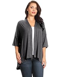 Modern Kiwi - Cárdigan de mujer con manga 3 4 y frente abierto (1X-4X)