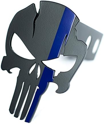 Punisher Warrior Trailer Hitch Cover - Law Enforcement - Thin Blue Line