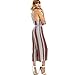 OUMAL Women Summer Jumpsuits Halter Neck Striped Wide Leg Backless Jumpsuits Rompers (M, Red)