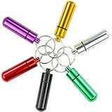 Pivit Waterproof Aluminum Pill Box Organizers with Keychains | 6 Pack | Assorted Colors | Small Pocket Size Travel Medicine Fob Containers For Key Rings | Single Chamber Pill Holder for Outdoor Travel