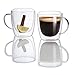 Set Of 2 Mugs - 14 oz Large Coffee Mug Double Wall Glass, Clear Cups, Dishwasher. Microwave, freezer with NO RISK.