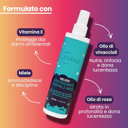 Baby Curly Baby Curly Unrinsed Detangling Spray with Afro and Curly Hair with Organic Aloe, Honey, Rose Oil, Grapeseed Oil (250ml)