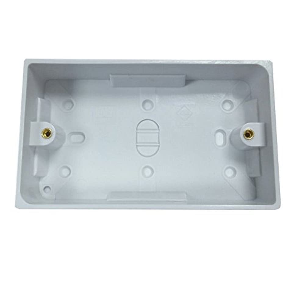 Merriway BH04176 Moulded Surface Pattress Back Box 2-Gang 35mm (1.3/8 inch) Deep - White