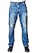 Fresh Groove Classic Men's Distressed Straight-Fit Jeans (Mid Blue, 40/34)