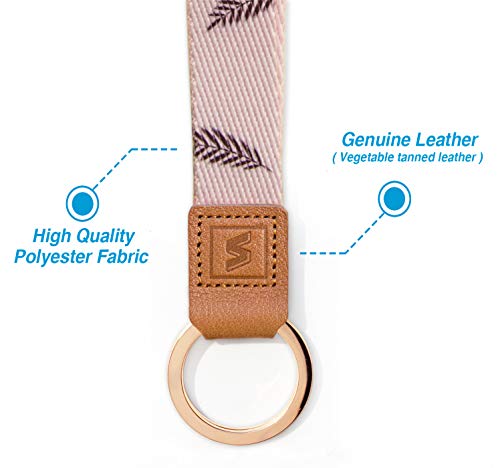 SENLLY Palm Leaf Neck Lanyard Premium Quality Wristlet Strap with Metal Ring and Genuine Leather, for Key Chain, Camera, Cell Mobile Phone, Charms, Lightweight Items etc - Thumbnail 3