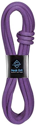 Peak Grit Dynamic Rock Climbing Rope - 10.7mm UIAA Certified - Purple Outdoor Rappelling Cord - Ropes Designed for Heavy Duty Mountain, Tree, Fire, Survival, and Rescue Safety Sport Gear